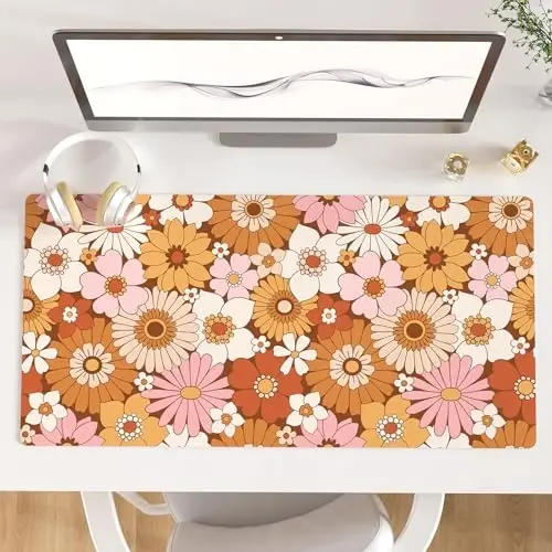 Colorful Star Large Mouse Pad, PU Leather Waterproof Desk Mat, Computer Gaming Mouse Pad, XXL Full Desk Mousepad Non Slip Desk Pad for School Office Home 31.5