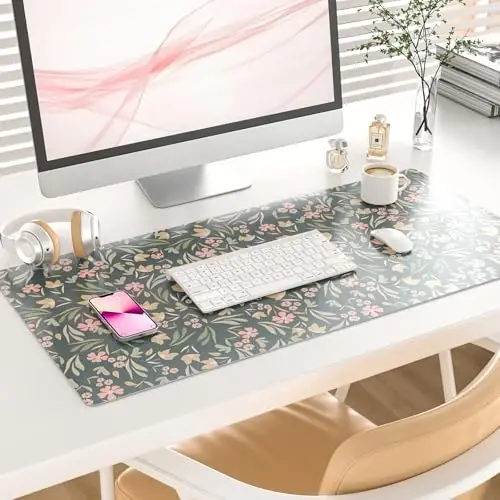 Colorful Star Large Mouse Pad, PU Leather Waterproof Desk Mat, Computer Gaming Mouse Pad, XXL Extended Mousepad Non Slip Desk Pad for School Office Home 31.5