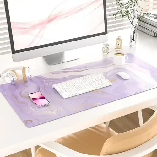 Colorful Star Large Mouse Pad, PU Leather Waterproof Desk Mat, Computer Gaming Mouse Pad, XXL Extended Full Mousepad Non Slip Desk Pad for School Office Home 31.5