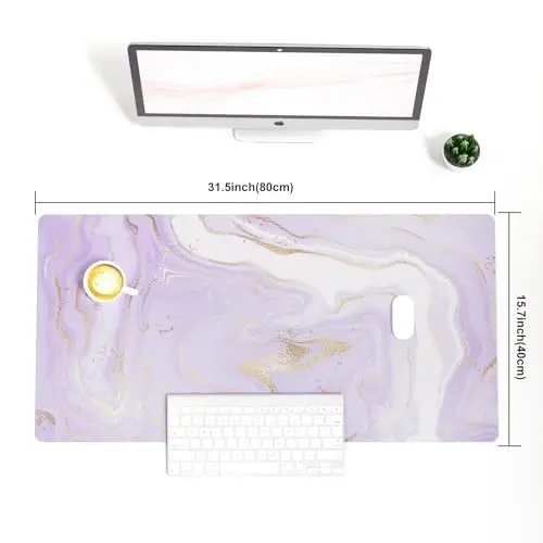 Colorful Star Large Mouse Pad, PU Leather Waterproof Desk Mat, Computer Gaming Mouse Pad, XXL Extended Full Mousepad Non Slip Desk Pad for School Office Home 31.5