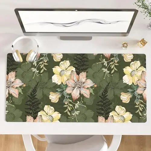 Colorful Star Large Mouse Pad, PU Leather Waterproof Desk Mat, Computer Gaming Mouse Pad, XXL Table Mousepad Non Slip Full Desk Pad for School Office Home 31.5