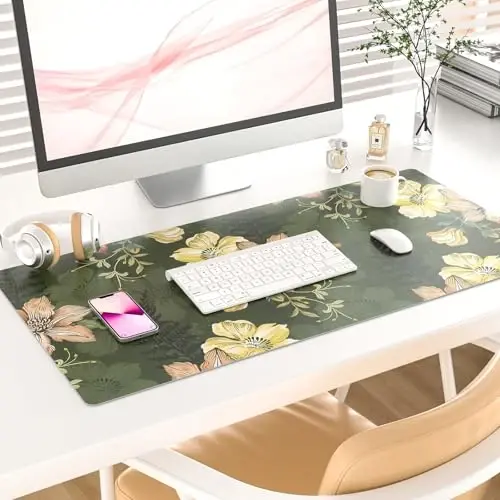 Colorful Star Large Mouse Pad, PU Leather Waterproof Desk Mat, Computer Gaming Mouse Pad, XXL Table Mousepad Non Slip Full Desk Pad for School Office Home 31.5