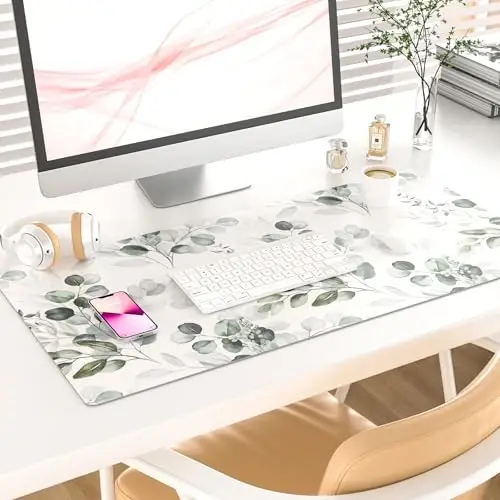 Colorful Star Large Mouse Pad, PU Leather Waterproof Desk Mat, Computer Gaming Mouse Pad, XXL Full Extended Mousepad Non Slip Desk Pad for School Office Home 31.5