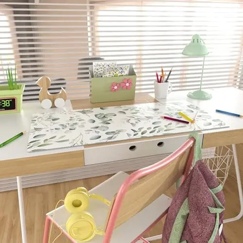 Colorful Star Large Mouse Pad, PU Leather Waterproof Desk Mat, Computer Gaming Mouse Pad, XXL Full Table Mousepad Non Slip Desk Pad for School Office Home 31.5