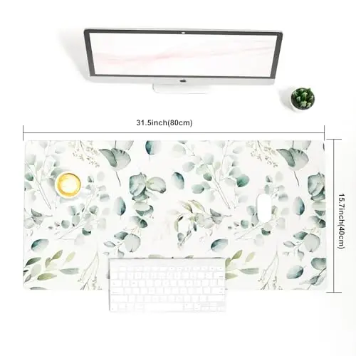 Colorful Star Large Mouse Pad, PU Leather Waterproof Desk Mat, Computer Gaming Mouse Pad, XXL Full Table Mousepad Non Slip Desk Pad for School Office Home 31.5