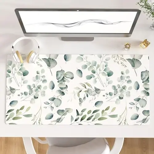 Colorful Star Large Mouse Pad, PU Leather Waterproof Desk Mat, Computer Gaming Mouse Pad, XXL Full Table Mousepad Non Slip Desk Pad for School Office Home 31.5
