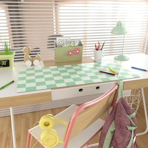 Colorful Star Large Mouse Pad, PU Leather Waterproof Desk Mat, Computer Gaming Mouse Pad, XXL Full Table Mousepad Non Slip Desk Pad for School Office Home 31.5