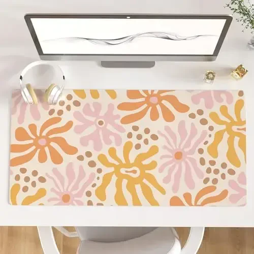 Colorful Star Large Mouse Pad, PU Leather Waterproof Desk Mat, Computer Gaming Mouse Pad, XXL Full Desk Mousepad Non Slip Desk Pad for School Office Home 31.5