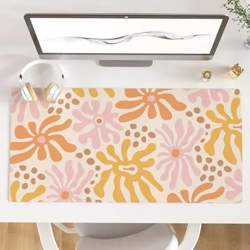 Colorful Star Large Mouse Pad, PU Leather Waterproof Desk Mat, Computer Gaming Mouse Pad, XXL Full Desk Mousepad Non Slip Desk Pad for School Office Home 31.5