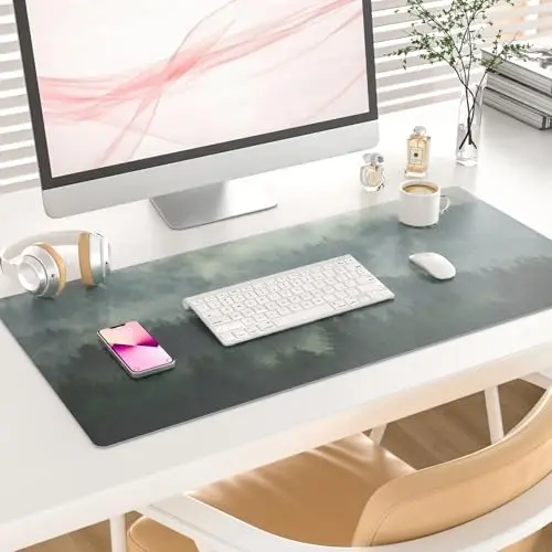 Colorful Star Large Mouse Pad, PU Leather Waterproof Desk Mat, Computer Gaming Mouse Pad, XXL Full Desk Mousepad Non Slip Desk Pad for School Office Home 31.5