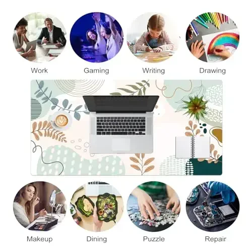 Colorful Star Large Mouse Pad, Abstract Botanical Waterproof Desk Mat, Boho Computer Gaming Mouse Pad, Minimalist XXL Full Desk Mousepad Non Slip Desk Pad for School Office Home 31.5
