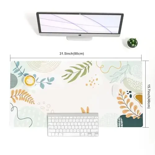 Colorful Star Large Mouse Pad, Abstract Botanical Waterproof Desk Mat, Boho Computer Gaming Mouse Pad, Minimalist XXL Full Desk Mousepad Non Slip Desk Pad for School Office Home 31.5