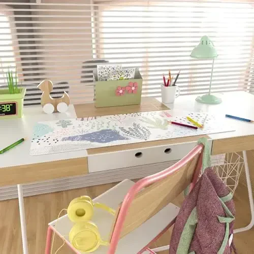 Colorful Star Large Mouse Pad, Waterproof PU Leather Abstract Desk Mat for Women Girls, Cute Desk Accessories Minimalist Home Office Decor, Kids Deak Pad Non-Slip Writing Mat 31.5