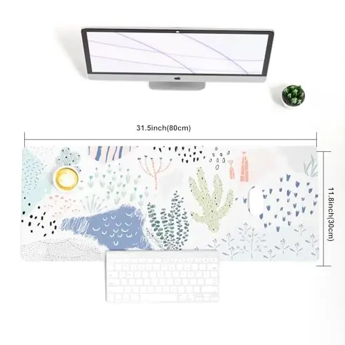 Colorful Star Large Mouse Pad, Waterproof PU Leather Abstract Desk Mat for Women Girls, Cute Desk Accessories Minimalist Home Office Decor, Kids Deak Pad Non-Slip Writing Mat 31.5