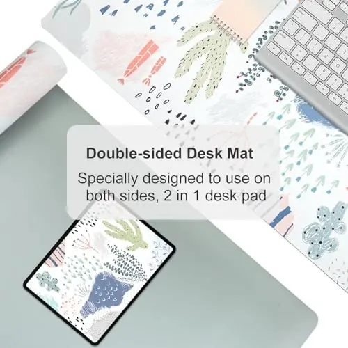 Colorful Star Large Mouse Pad, Waterproof PU Leather Abstract Desk Mat for Women Girls, Cute Desk Accessories Minimalist Home Office Decor, Kids Deak Pad Non-Slip Writing Mat 31.5