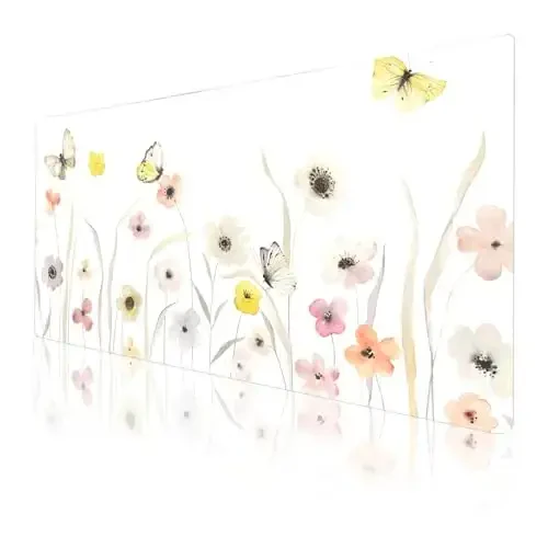 Colorful Star Large Mouse Pad, Watercolor Floral Desk Mat Office Supplies, Waterproof PU Leather Gaming Mousepad for Women Girls, Butterflies Desk Pad Home Office Décor Accessories 31.5