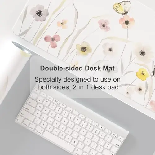 Colorful Star Large Mouse Pad, Watercolor Floral Desk Mat Office Supplies, Waterproof PU Leather Gaming Mousepad for Women Girls, Butterflies Desk Pad Home Office Décor Accessories 31.5