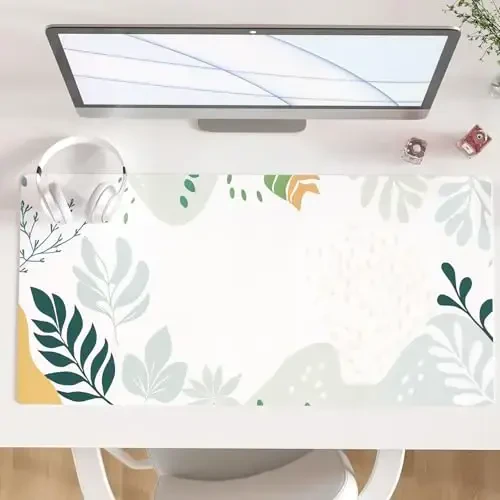 Colorful Star Large Mouse Pad, Green White Waterproof Desk Mat, Abstract Boho Double Sided Computer Gaming Mouse Pad, XXL Full Desk Mousepad Non Slip Desk Pad for School Office Home 31.5