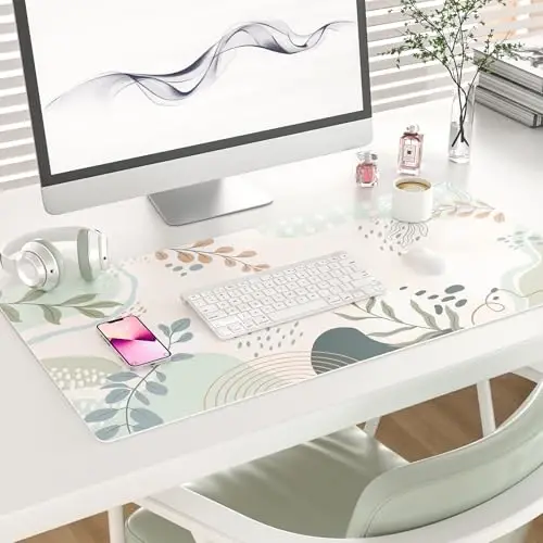 Colorful Star Large Mouse Pad, Green Pink Waterproof Desk Mat, Abstract Boho Double Sided Computer Gaming Mouse Pad, XXL Full Desk Mousepad Non Slip Desk Pad for School Office Home 31.5