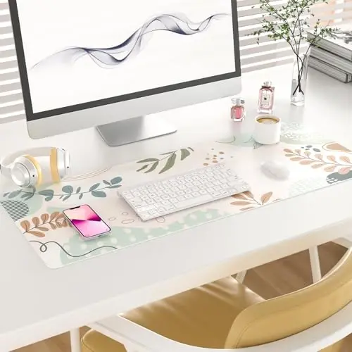 Colorful Star Minimalist Large Mouse Pad, Abstract Botanical Waterproof Desk Mat, Boho Computer Gaming Mouse Pad, XL Full Desk Mousepad Non Slip Writing Pad for School Office Home 31.5