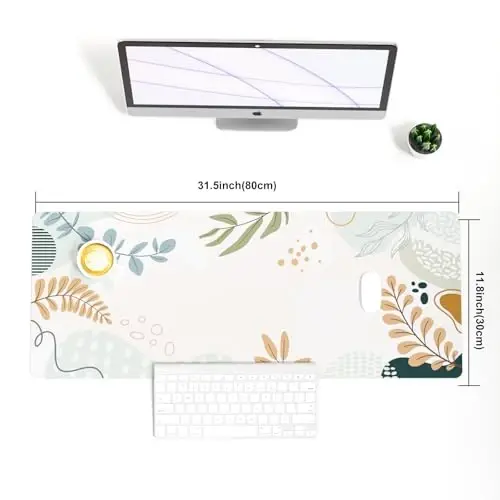 Colorful Star Minimalist Large Mouse Pad, Abstract Botanical Waterproof Desk Mat, Boho Computer Gaming Mouse Pad, XL Full Desk Mousepad Non Slip Writing Pad for School Office Home 31.5