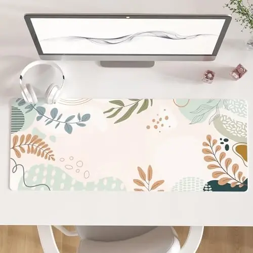 Colorful Star Minimalist Large Mouse Pad, Abstract Botanical Waterproof Desk Mat, Boho Computer Gaming Mouse Pad, XL Full Desk Mousepad Non Slip Writing Pad for School Office Home 31.5