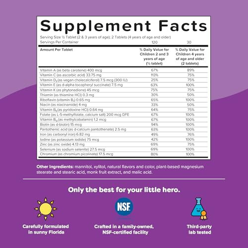 Renzo'nun Seçici Yiyen Çocuklar Çoklu Vitamini Demir İle - D3 ve K2 Vitamini ve Daha Fazlası İçeren Eriyen Çocuk Vitaminleri - 60 Şekersiz Eriyen Tablet, Kiraz Kiraz Mo' Kiraz Aromalı - 6