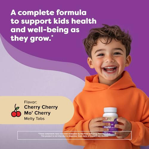 Renzo's Picky Eater Kids Multivitamin with Iron - Dissolving Kids Vitamins with Vitamin D3 & K2 and More - 60 Sugar-Free Melty Tabs, Cherry Cherry Mo' Cherry Flavored - 2