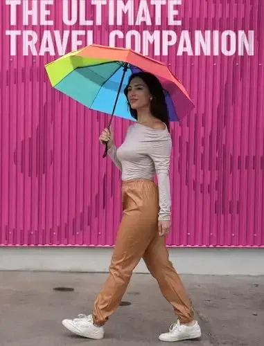 REPEL Windproof Travel Umbrella - Compact & Withstands Winds up to 85MPH , Strongest Premium Auto Folding Umbrella for Rain and Sun - Durable, Light & Portable for Women & Men , Fits Backpack & Cars - 4