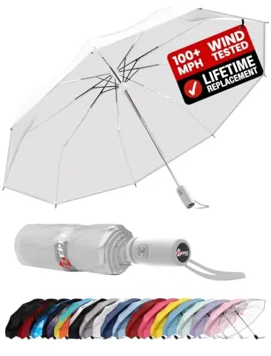 REPEL Windproof Travel Umbrella - Compact & Withstands Winds up to 85MPH , Strongest Premium Auto Folding Umbrella for Rain and Sun - Durable, Light & Portable for Women & Men , Fits Backpack & Cars 