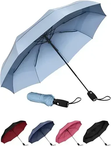 REPEL Windproof Travel Umbrella - Compact & Withstands Winds up to 85MPH, Strongest Premium Auto Folding Umbrella for Rain and Sun - Durable, Light & Portable for Women & Men, Fits Backpack & Cars 