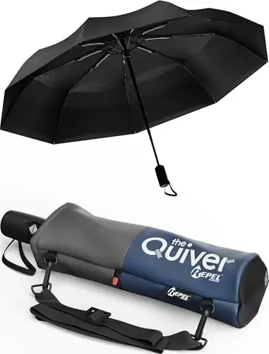 REPEL Windproof Travel Umbrella - Compact & Withstands Winds up to 85MPH , Strongest Premium Auto Folding Umbrella for Rain and Sun - Durable, Light & Portable for Women & Men , Fits Backpack & Cars - 1