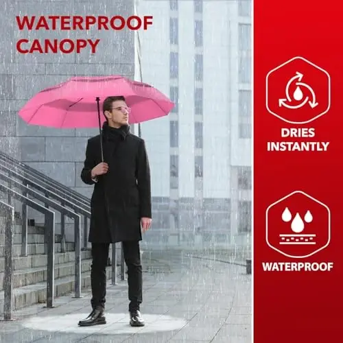 REPEL Windproof Travel Umbrella - Compact & Withstands Winds up to 85MPH , Strongest Premium Auto Folding Umbrella for Rain and Sun - Durable, Light & Portable for Women & Men , Fits Backpack & Cars - MODAZONE
