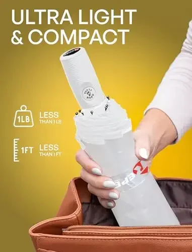 REPEL shamolga chidamli sayohat soyaboni - ixcham va 85MPH gacha bo'lgan shamollarga bardosh beradi, yomg'ir va quyosh uchun eng kuchli premium avtomatik katlanadigan soyabon - chidamli, engil va ayollar va erkaklar uchun ko'chma, ryukzak va mashinalarga mos keladi - 4