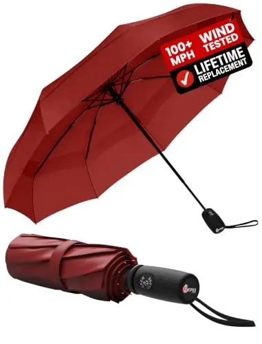 Repel Umbrella – Engineered to Withstand 85MPH Winds – Chosen by Wirecutter 2025 as Strongest Travel Umbrella for Rain - Auto Open Close, Compact, - UPPER ECHELON PRODUCTS LLC