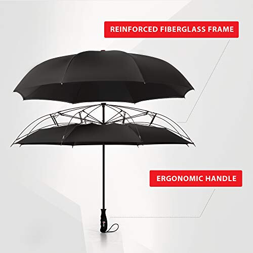 Repel Umbrella Large Umbrellas for Rain Windproof - Easy Automatic Open & Close, Heavy Duty Reinforced Fiberglass Frame - Portable, Folding, Compact Umbrella for Travel - All-Weather Strong Umbrella - 5