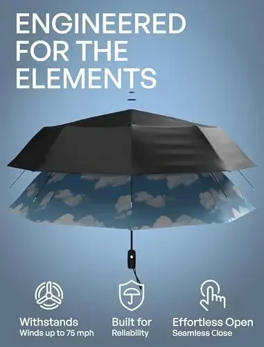 Repel Umbrella Windproof Travel Umbrellas for Rain - Easy Auto Open Close, Durable & Compact Umbrella, Strong Fiberglass Frame, Waterproof Canopy - Backpack, Purse, Portable Umbrella for Travel - MODAZONE (1)