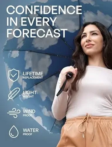 Repel Umbrella Windproof Travel Umbrellas for Rain - Easy Auto Open Close, Durable & Compact Umbrella, Strong Fiberglass Frame, Waterproof Canopy - Backpack, Purse, Portable Umbrella for Travel - 3