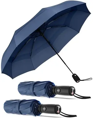 Repel Windproof Travel Umbrella - Compact & Withstands Winds up to 100MPH , Strongest Premium Auto Folding Umbrella for Rain and Sun - Durable, Light & Portable for Women & Men , Fits Backpack & Cars - 1