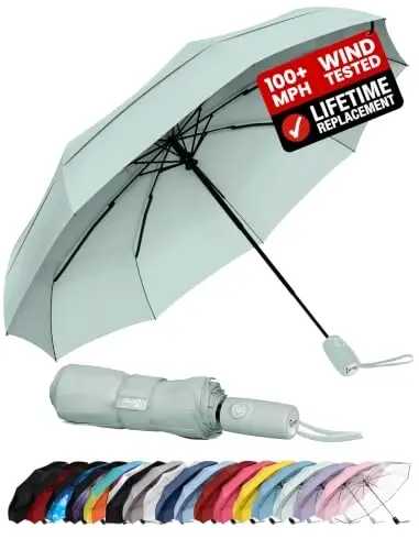 Repel Windproof Travel Umbrella - Compact & Withstands Winds up to 100MPH , Strongest Premium Auto Folding Umbrella for Rain and Sun - Durable, Light & Portable for Women & Men , Fits Backpack & Cars - 1