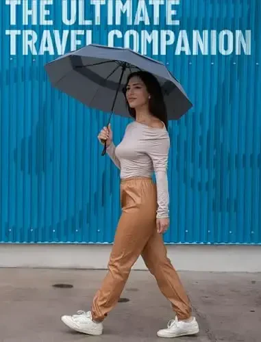 REPEL Windproof Travel Umbrella - Compact & Withstands Winds up to 85MPH , Strongest Premium Auto Folding Umbrella for Rain and Sun - Durable, Light & Portable for Women & Men , Fits Backpack & Cars - 4