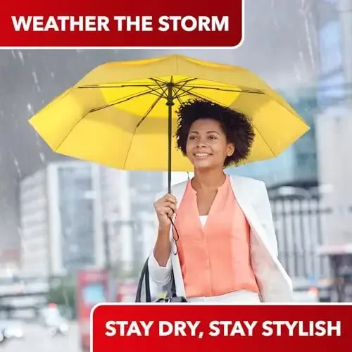 REPEL Windproof Travel Umbrella - Compact & Withstands Winds up to 85MPH, Strongest Premium Auto Folding Umbrella for Rain and Sun - Durable, Light & Portable for Women & Men, Fits Backpack & Cars - 5