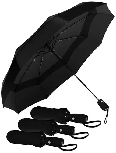 REPEL Windproof Travel Umbrella - Compact & Withstands Winds up to 85MPH , Strongest Premium Auto Folding Umbrella for Rain and Sun - Durable, Light & Portable for Women & Men , Fits Backpack & Cars 
