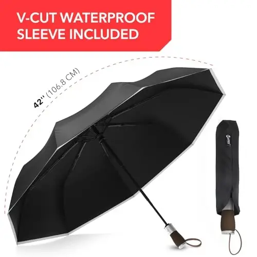 REPEL Windproof Travel Umbrella - Compact & Withstands Winds up to 85MPH , Strongest Premium Auto Folding Umbrella for Rain and Sun - Durable, Light & Portable for Women & Men , Fits Backpack & Cars - 7