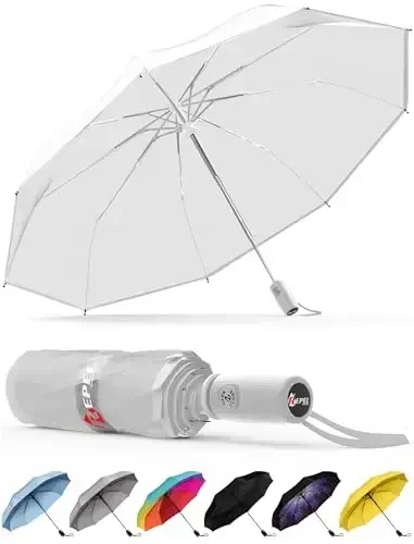 REPEL Windproof Travel Umbrella - Compact & Withstands Winds up to 85MPH , Strongest Premium Auto Folding Umbrella for Rain and Sun - Durable, Light & Portable for Women & Men , Fits Backpack & Cars - UPPER ECHELON PRODUCTS LLC