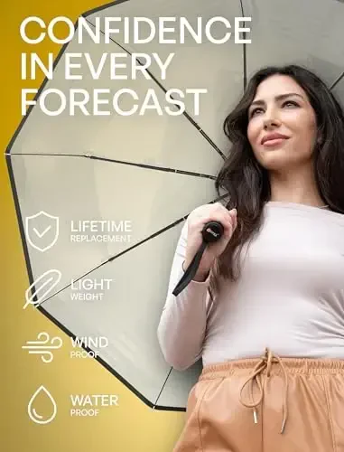 REPEL Windproof Travel Umbrella - Compact & Withstands Winds up to 85MPH , Strongest Premium Auto Folding Umbrella for Rain and Sun - Durable, Light & Portable for Women & Men , Fits Backpack & Cars - UPPER ECHELON PRODUCTS LLC (1)