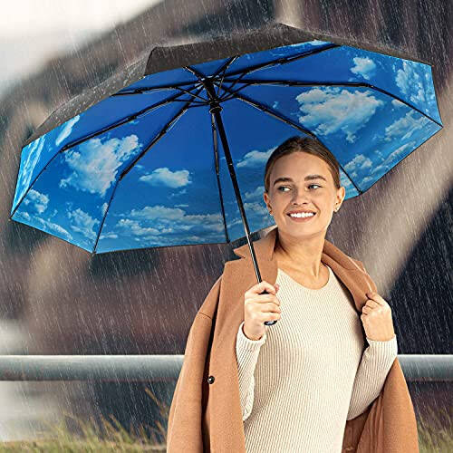 Repel Windproof Travel Umbrella for Rain - Automatic Open & Close, Heavy Duty Reinforced Fiberglass Frame - Portable, Folding, Compact Umbrella for Travel - All-Weather Strong Umbrella - 3