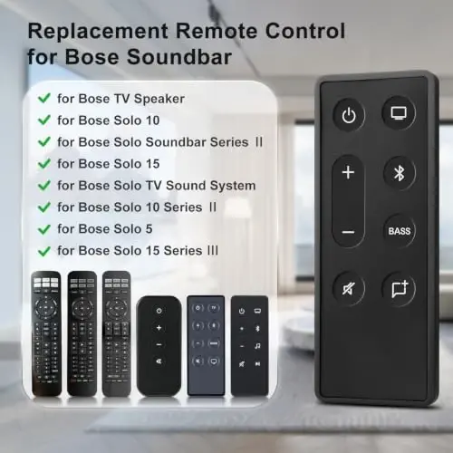 Replacement for Bose Soundbar Remote Control for TV Speaker,Solo 5,10,15 | Easy Pairing,with Manual,0.2s Instant Response quickly,365-day warranty,bleutoth,Support Dialog Mode & Bass Adjustment - Angrox (1)