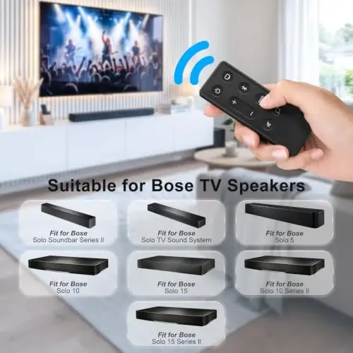 Replacement for Bose Soundbar Remote Control for TV Speaker,Solo 5,10,15 | Easy Pairing,with Manual,0.2s Instant Response quickly,365-day warranty,bleutoth,Support Dialog Mode & Bass Adjustment - 3
