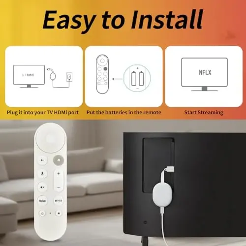 Replacement for Google TV Streamer 4K GY3LE, Ovozli qidiruv pulti, Buzerli, Chromecast Google TV va Streaming 4K ＆ HD bilan mos - Oq - 5
